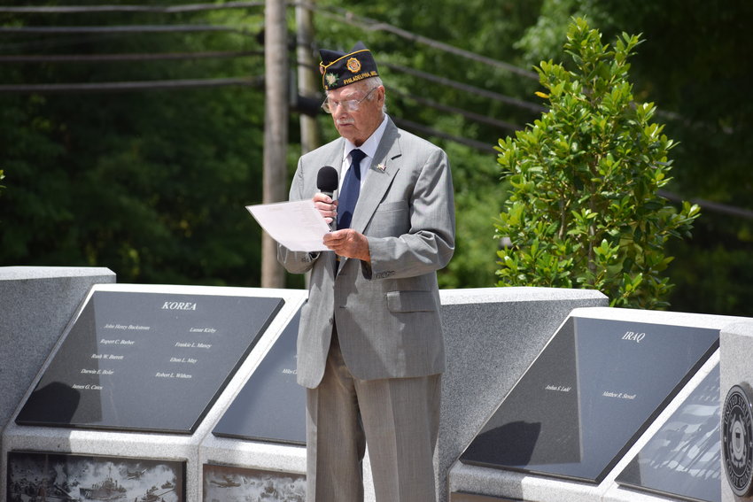 Wendell Jackson read the names of Neshoba countians who have died in service to our country during the Memorial Day program at Dewitt DeWeese Park on Monday.